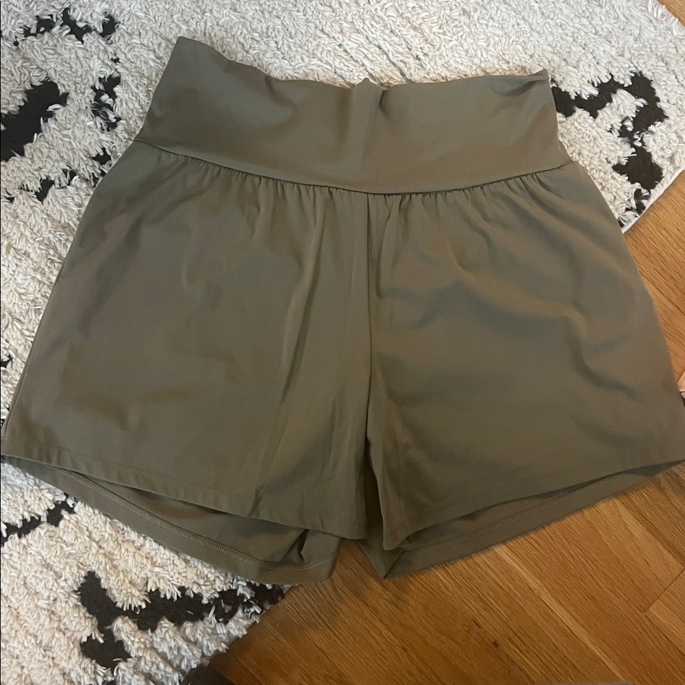 🪅Halara High Waist Dbl Layer Athletic Short SoftlyZero XL olive green 5” inseam - Picture 5 of 6